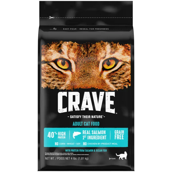 Grain Free Dry Cat Food ..Made with Salmon and Ocean Fish Protein 4 lb Bag